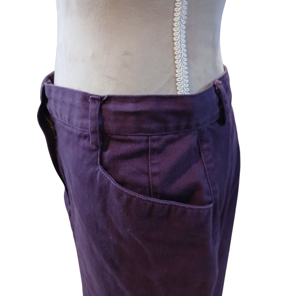 Christopher & Banks Purple Cotton Twill Midi Skirt Womens 10 Plum Straight Vent - Picture 3 of 11
